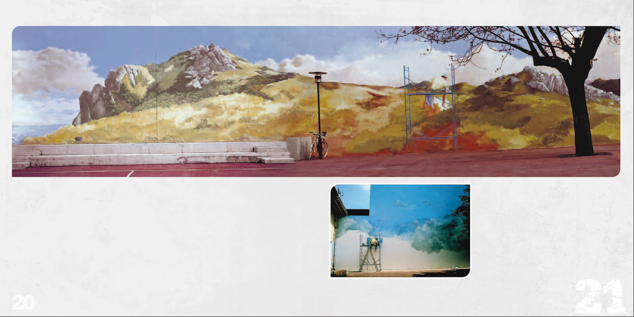 Paysage avec anamorphose à gentilly, France.  40 m de long